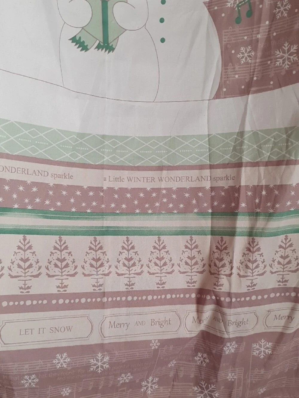 Snowman Holiday Christmas Shower Curtain - Brown And Green